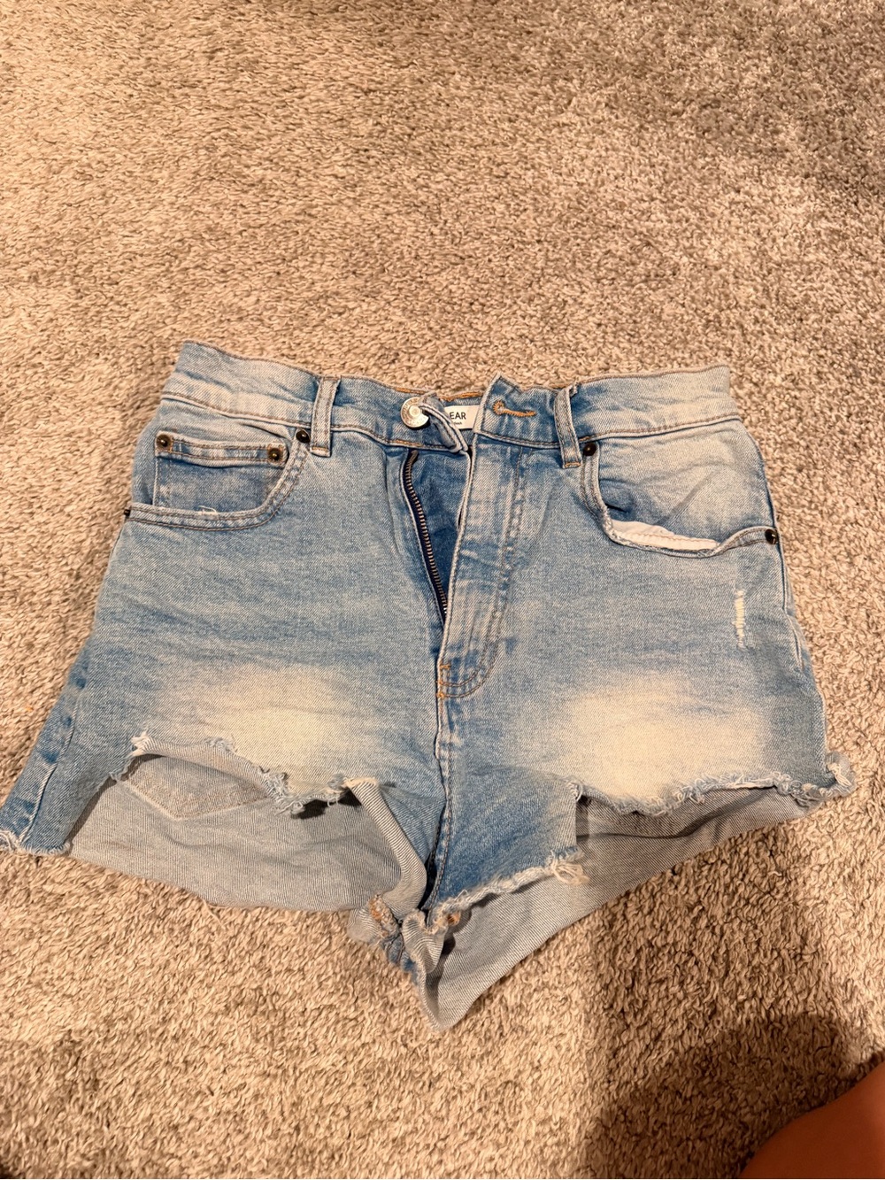 Pull&Bear Light Blue Frayed Denim Shorts